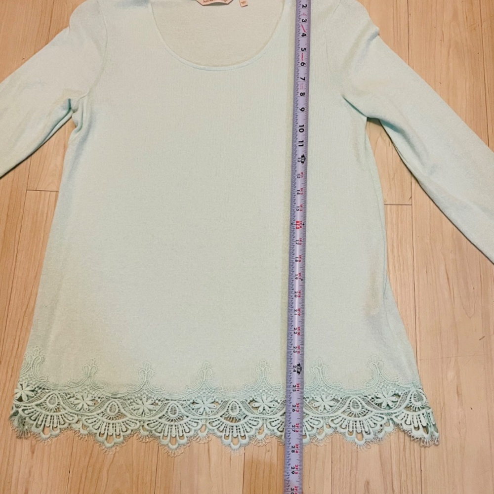 Soft  Surroundings Mint Green Olivia Lace Hem Tunic Sweater Top, Si… - Picture 11 of 16